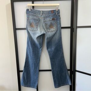 [28] 7 Of All Mankind Ombre Wide Leg Flare Denim Blue Jean Women’s #115561